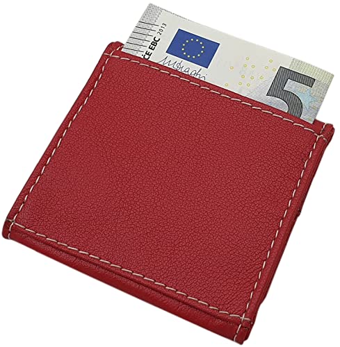 myledershop Münzbörsen Wiener Schachtel portamonete rosso in pelle di bufalo