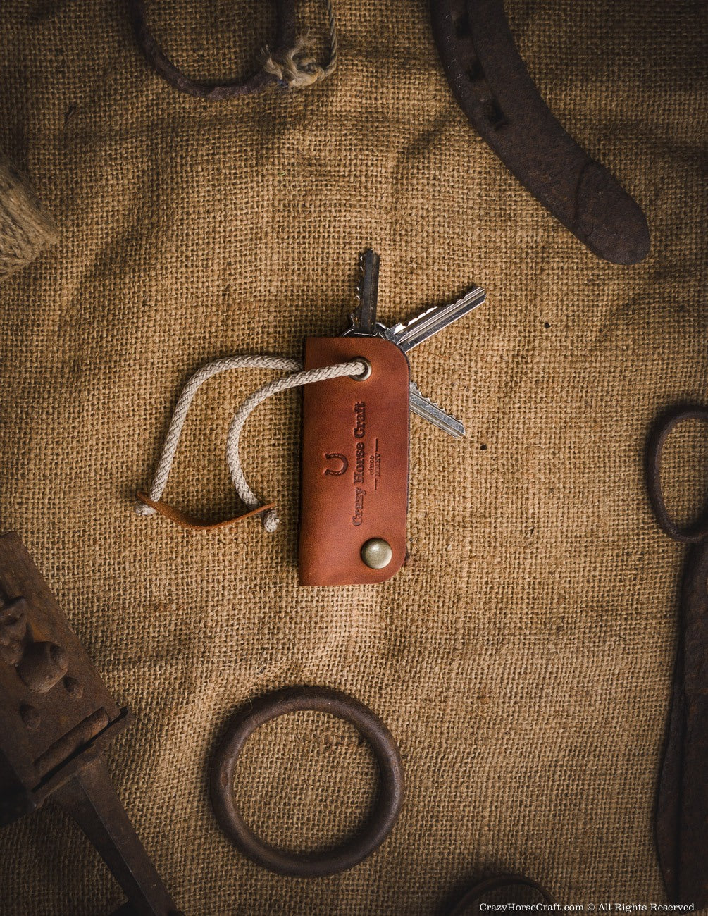 Crazy Horse Craft Key Holders portachiavi in pelle Classic Brown