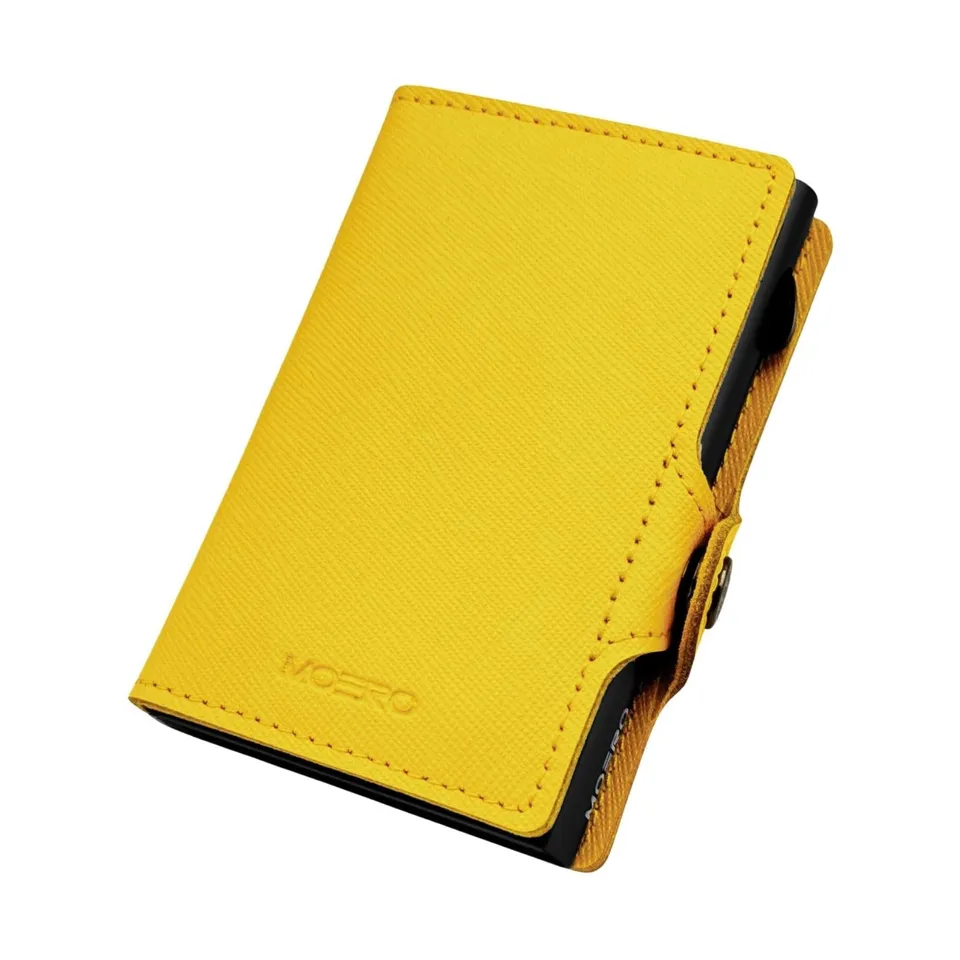 Moero Linea Classic Saffiano portafoglio giallo antigraffio