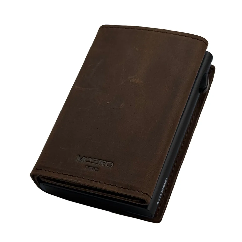 Moero Linea PRO PRO PLUS Zip portafoglio Cioccolato RFID