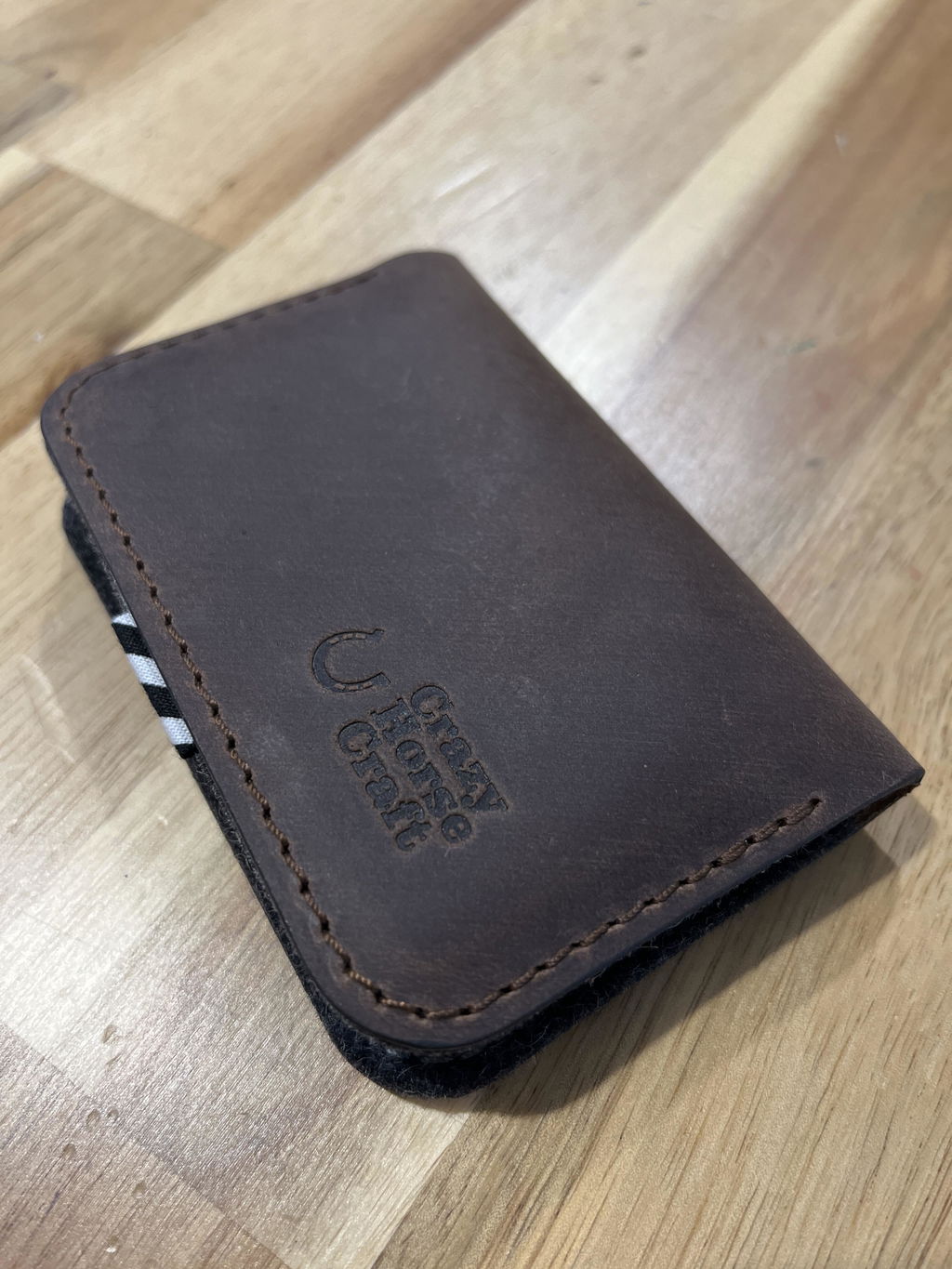 Crazy Horse Craft Wallets & Card Holders portacarte Wood Brown in pelle