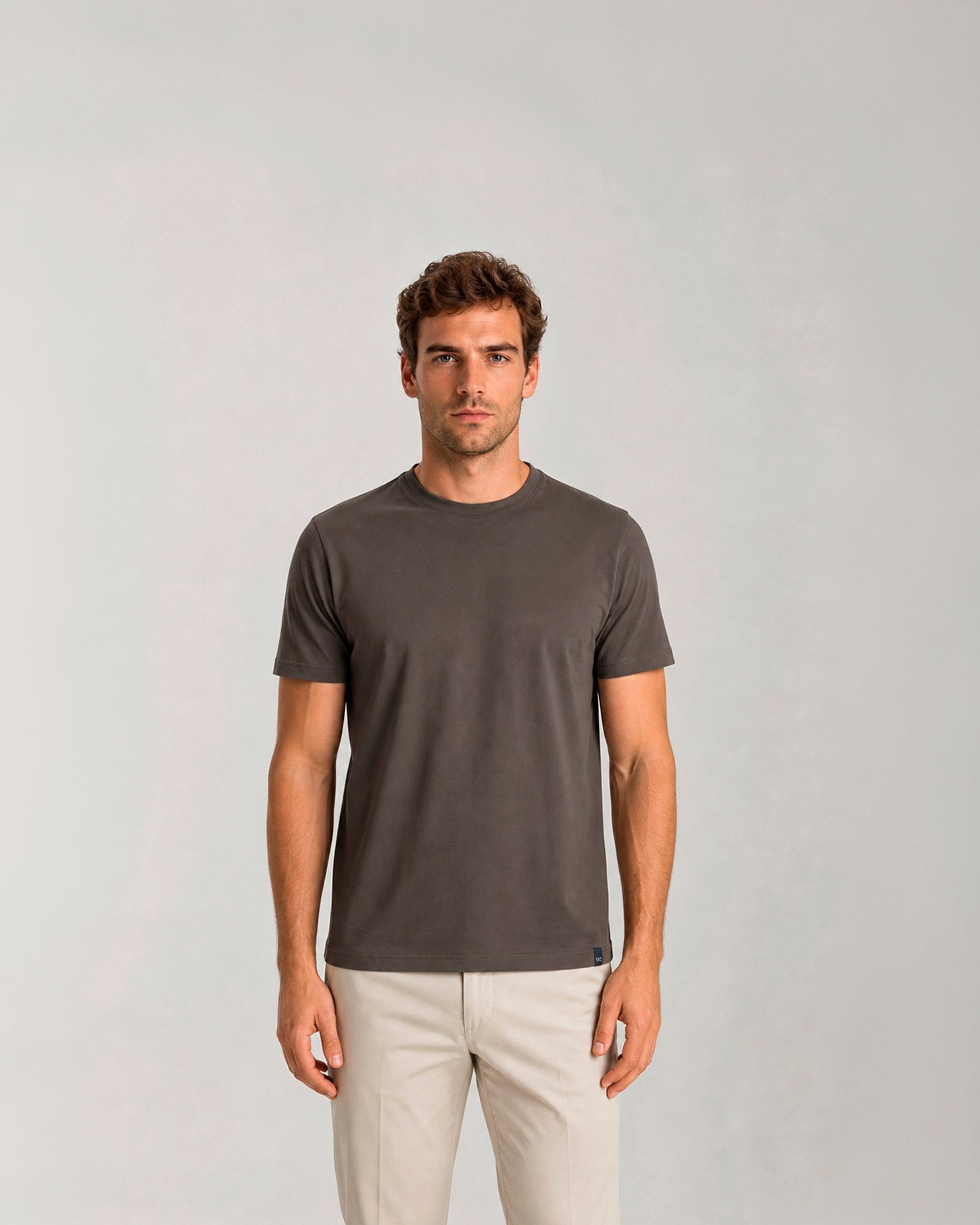 Miguel Bellido Polos y Camisetas Camiseta 100% algodón cuello redondo maglietta beige topo