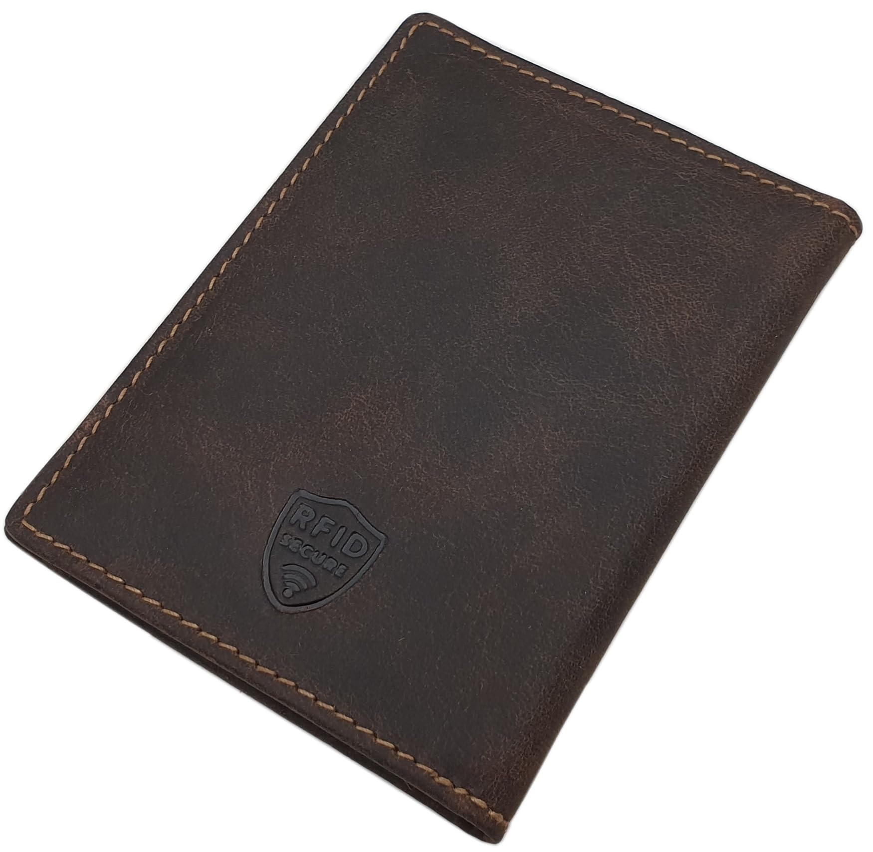 myledershop Karten- und Ausweisetuis porta carte marrone RFID 9 x 12 cm