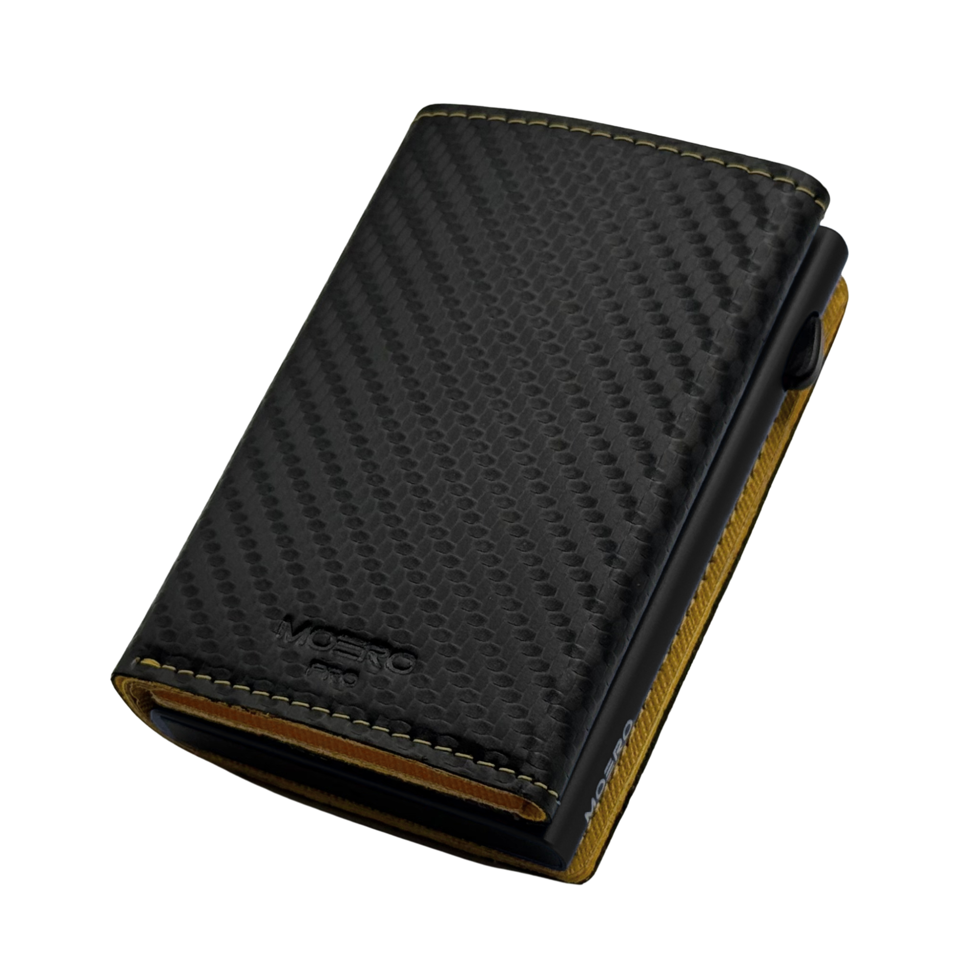 Moero Linea PRO PRO PLUS Zip Saffiano portafoglio nero e giallo RFID