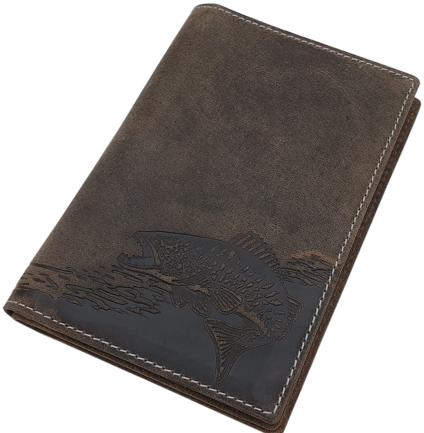myledershop Karten- und Ausweisetuis porta documenti motivo pesce pelle bufalo