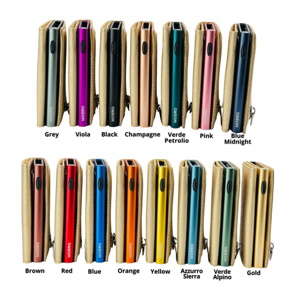 Moero Linea AirTag PRO Zip AirTag portafoglio Oro Saffiano RFID