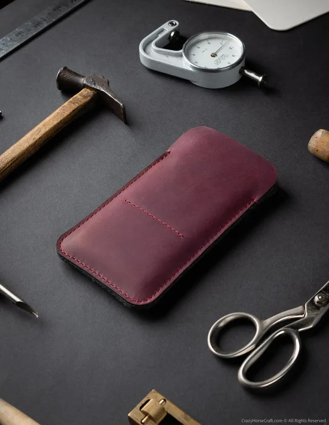Crazy Horse Craft Phone Cases Classic Leather & Felt iPhone Case custodia iPhone Classic Brown in pelle