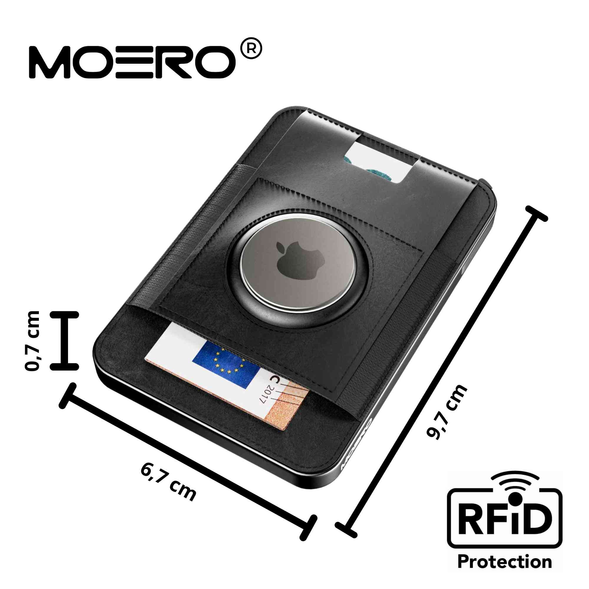 Moero Linea AirTag M2 Pro Airtag portafoglio Black MagSafe