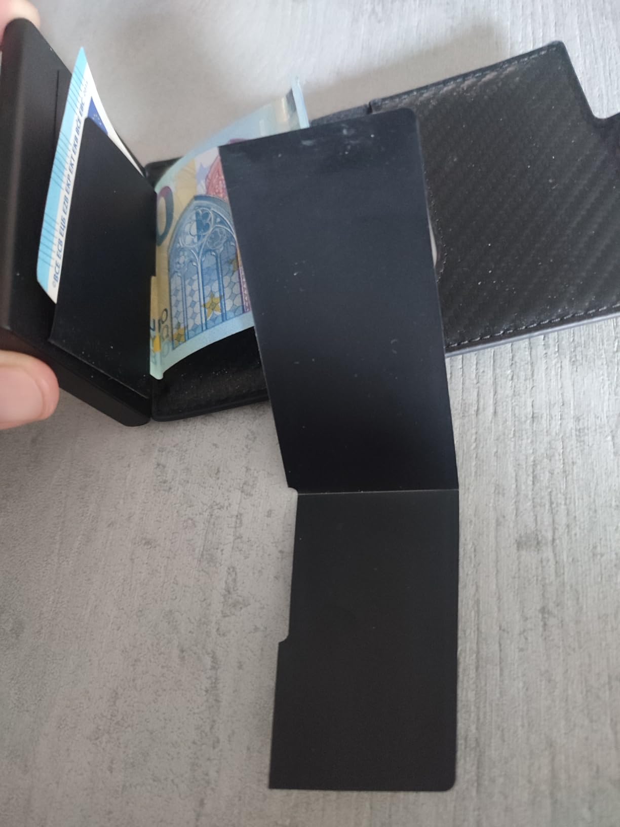 TENBST Card Holder portacarte uomo slim nero RFID con zip