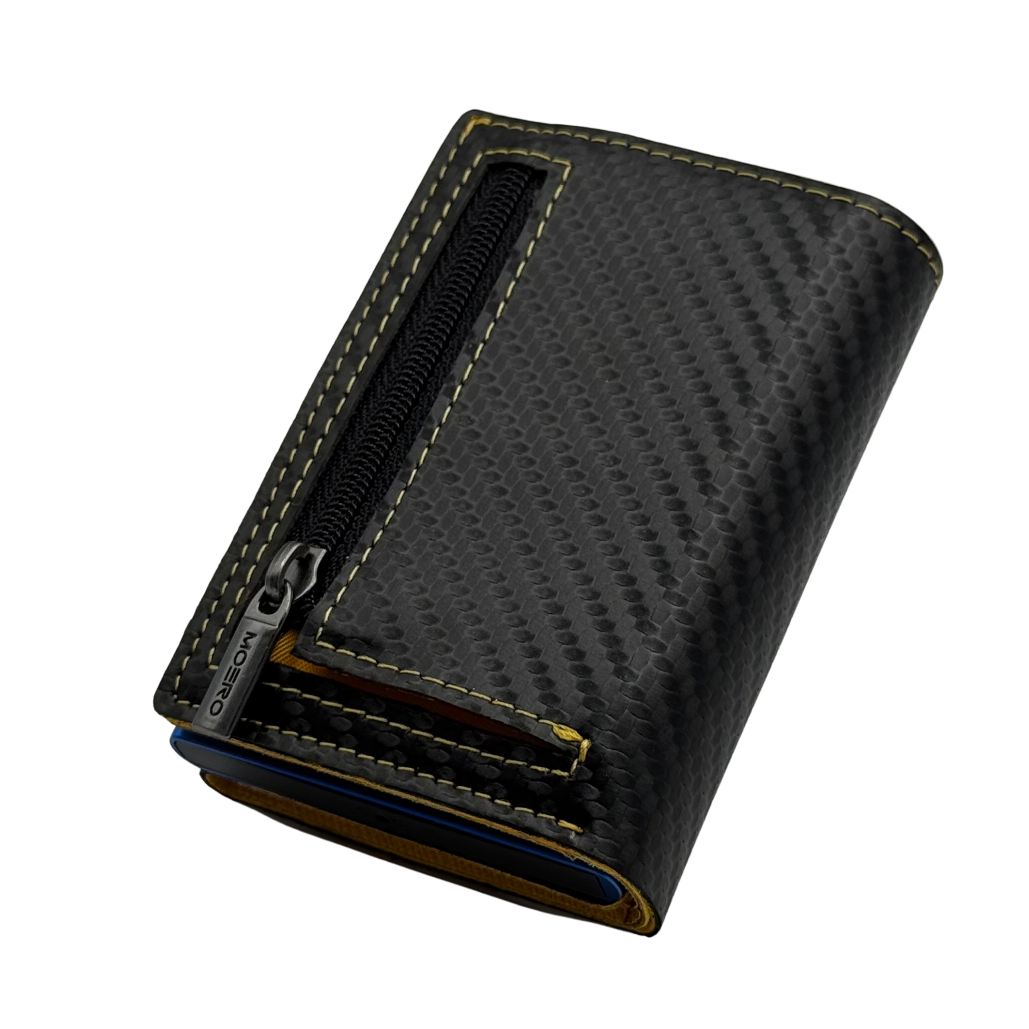 Moero Linea PRO PRO PLUS Zip Saffiano portafoglio nero e giallo RFID