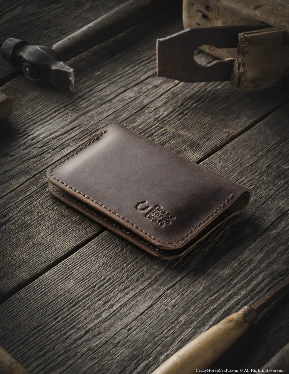 Crazy Horse Craft Wallets & Card Holders portafoglio Wood Brown pelle