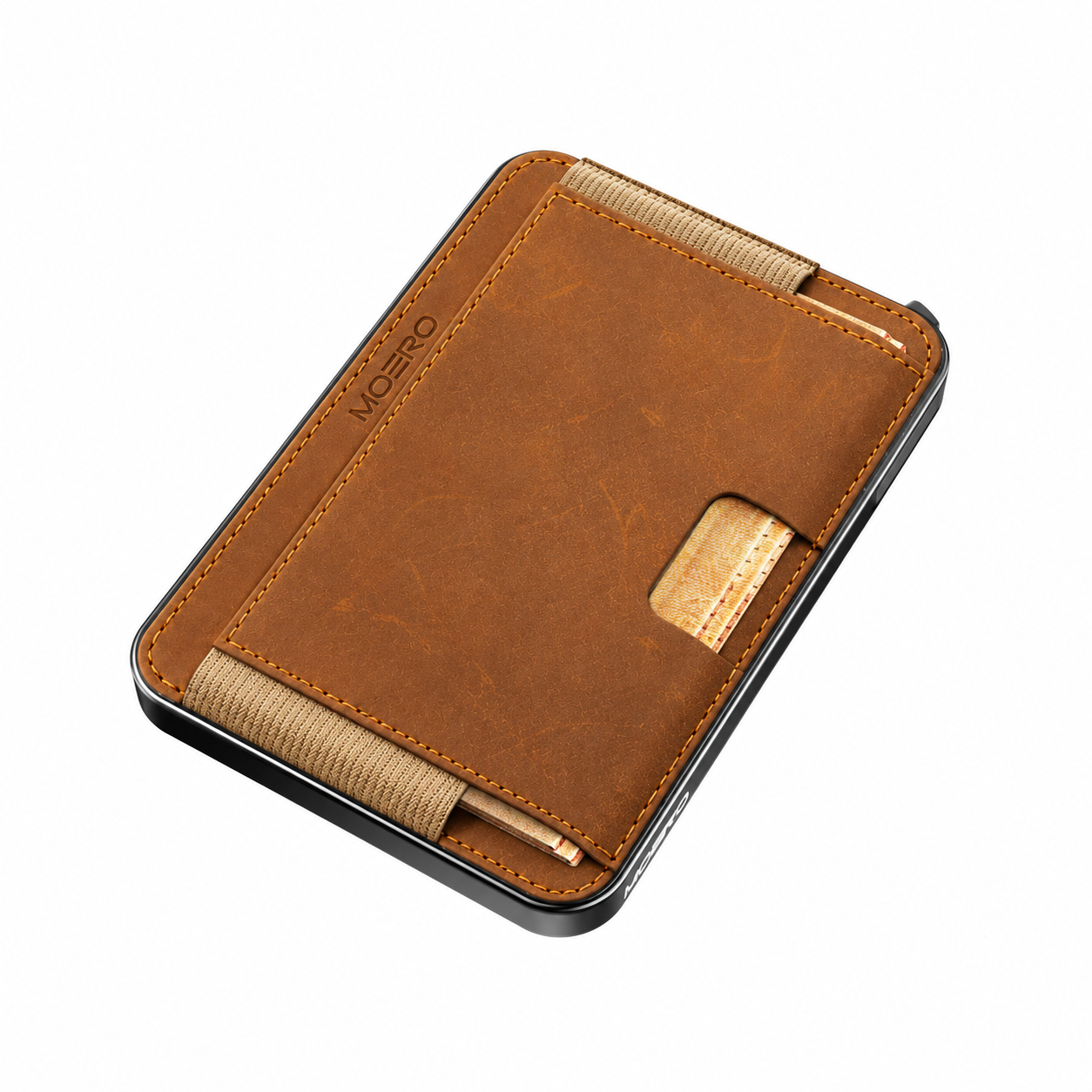 Moero Linea M2 M2 Pro Crazy Horse portafoglio nocciola MagSafe