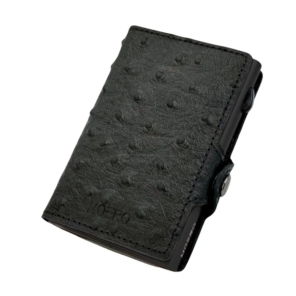 Moero Linea Classic Struzzo portafoglio nero RFID