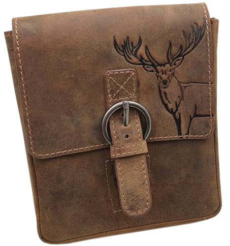 myledershop Gürtel-/Taschen borsetta verticale in pelle di bufalo marrone
