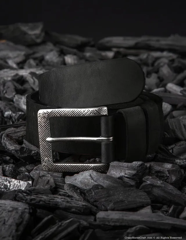 Crazy Horse Craft Belts Vegetable Tanned Leather Belt cintura nera Carbon Black