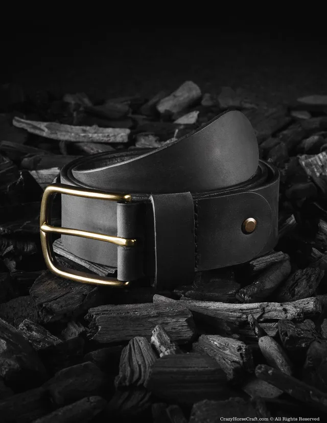 Crazy Horse Craft Belts cintura in pelle nera XS