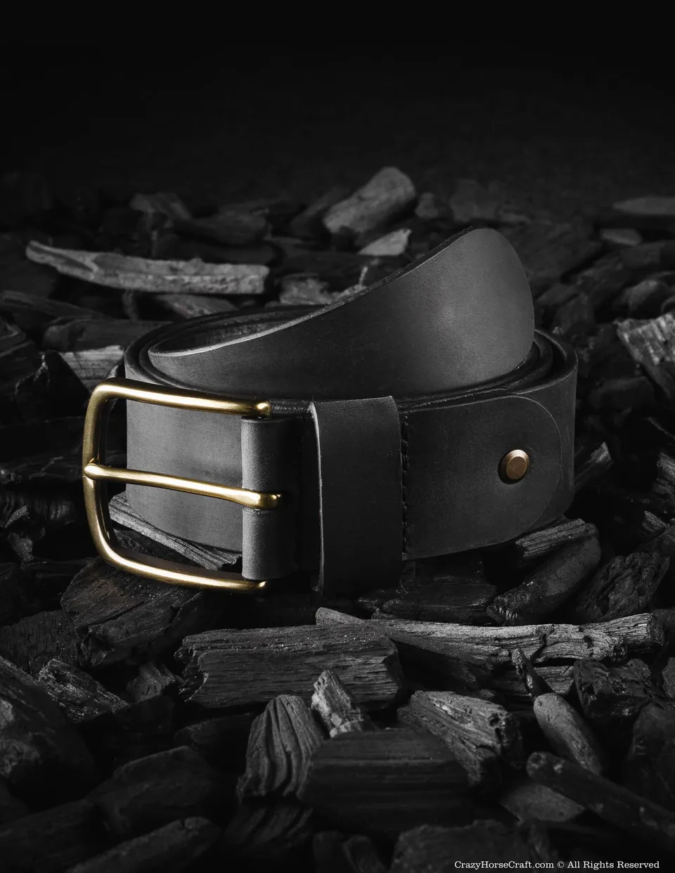Crazy Horse Craft Belts cintura in pelle nera XS