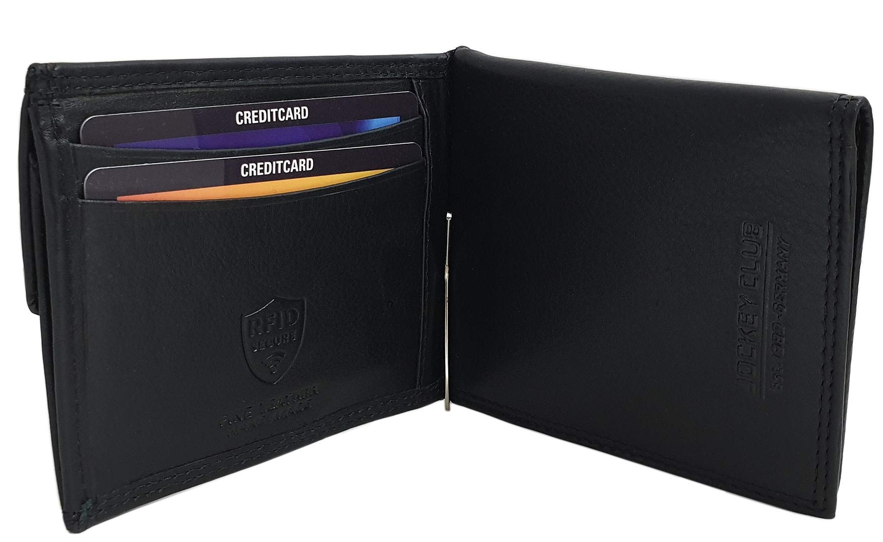 myledershop Brieftaschen Vacchetta nappa dollarclip portafoglio nero con fermasoldi