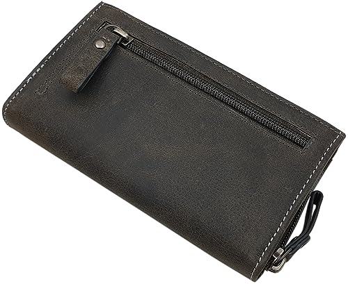 myledershop Damen Geldbörsen portafoglio teschio grigio RFID