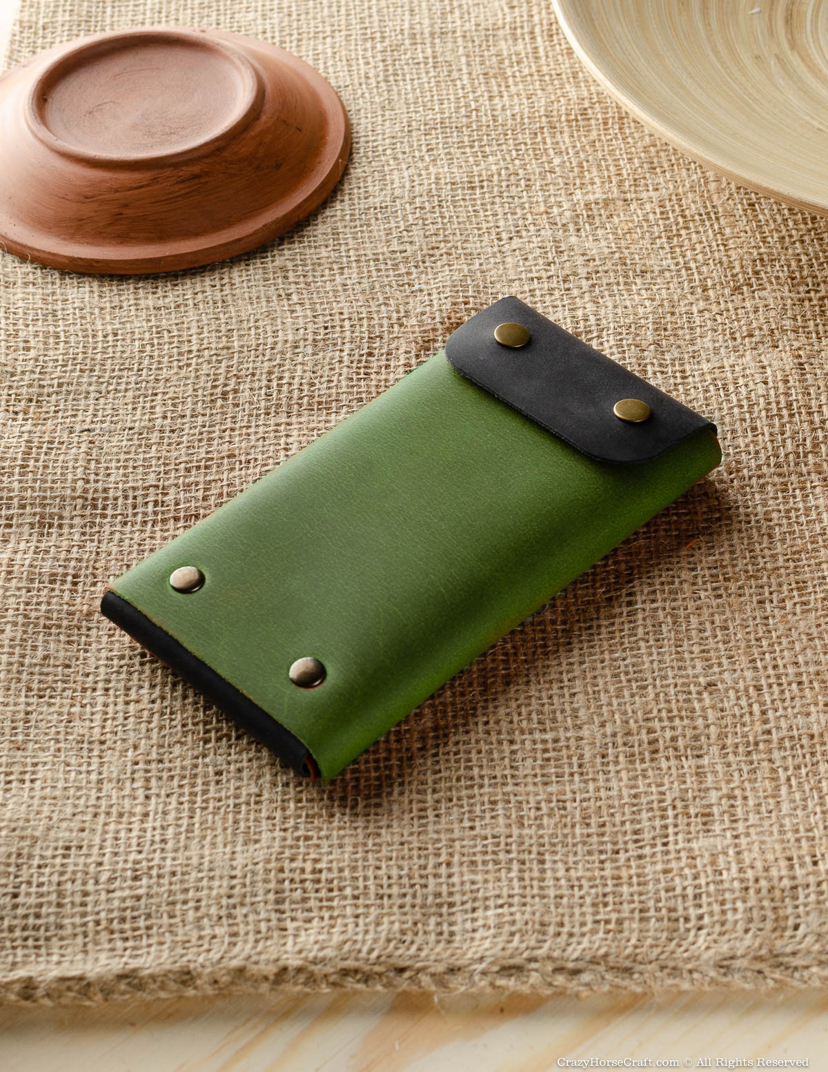 Crazy Horse Craft Minimalist Series custodia portafoglio telefono Alpine Green XL