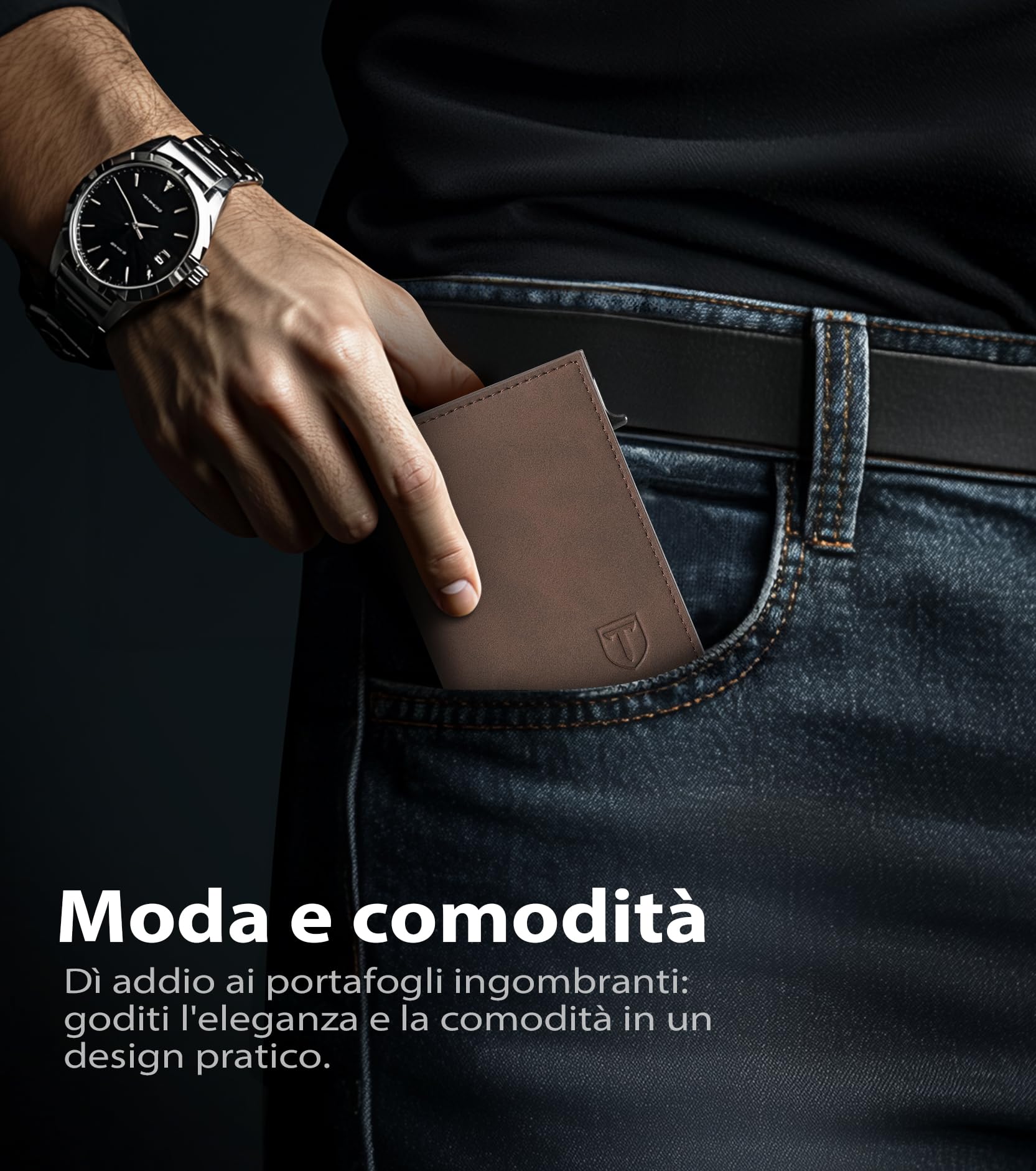 TENBST Card Holder portafoglio slim 8 carte Nero RFID