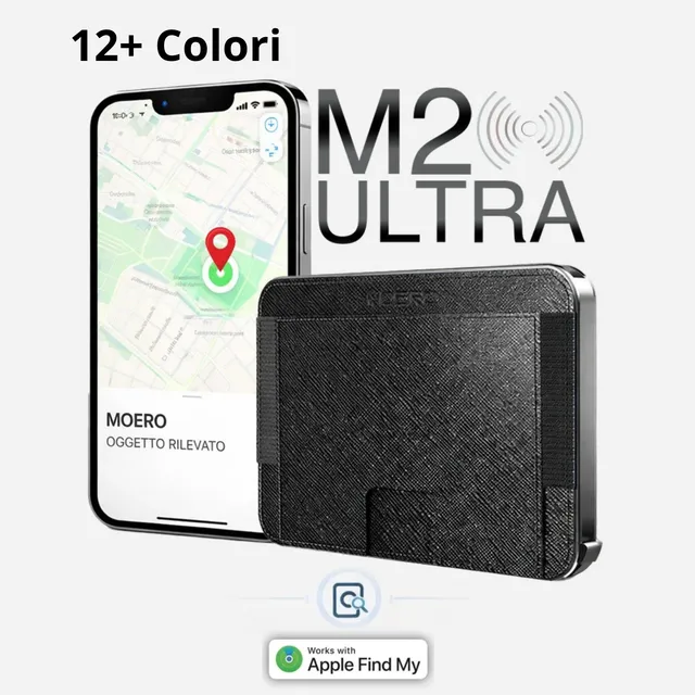 Moero Linea M2 Ultra Saffiano portafoglio MagSafe nero Find My