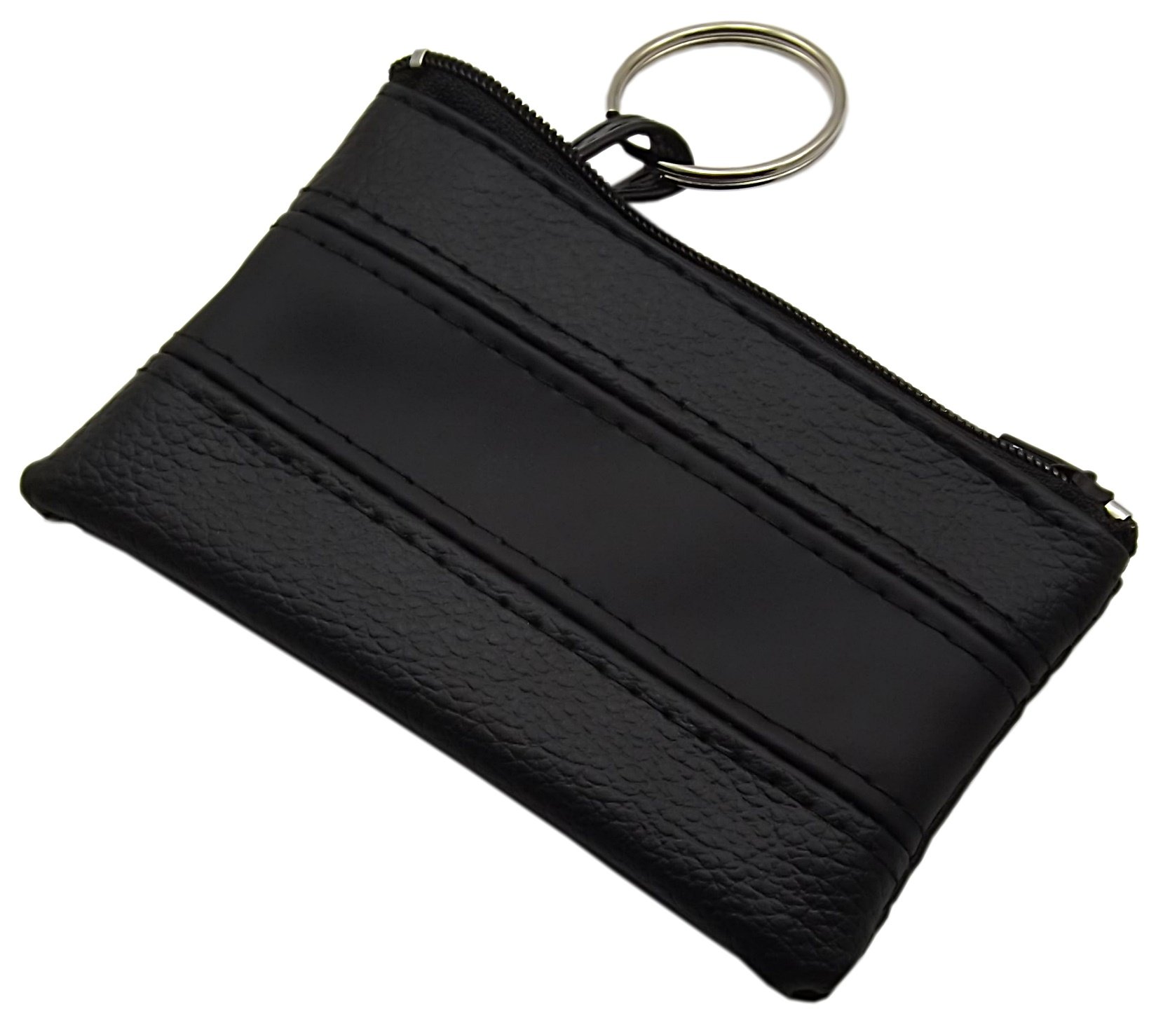 myledershop Schlüsseltaschen portachiavi con cerniera nero rosso