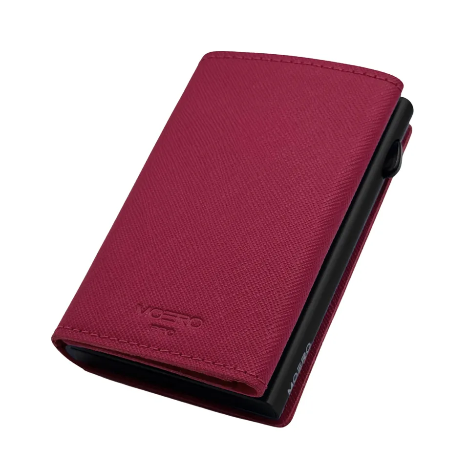 Moero Linea PRO Zip Saffiano portafoglio Magenta con portamonete zip