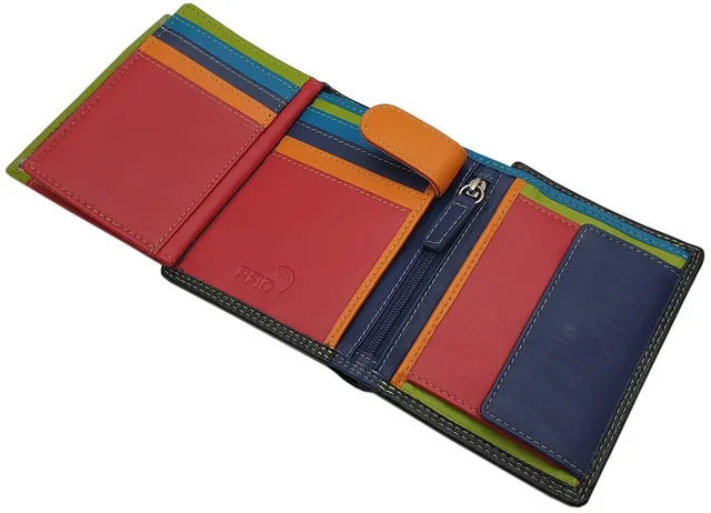 myledershop Damen Geldbörsen Portafoglio da donna RFID multicolore