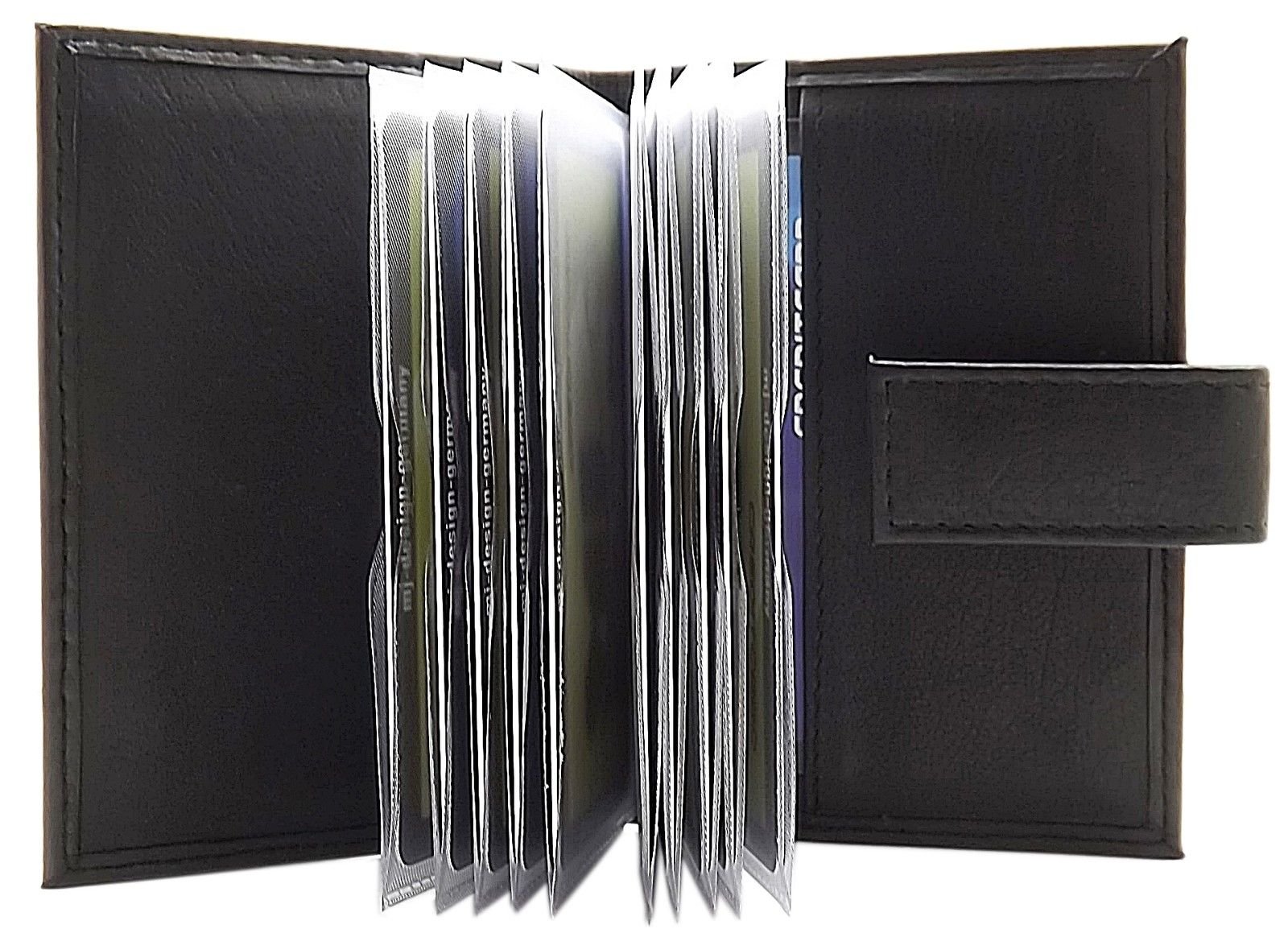 myledershop Kredit- und Visitenkartenetuis XXL portacarte 14 scomparti nero