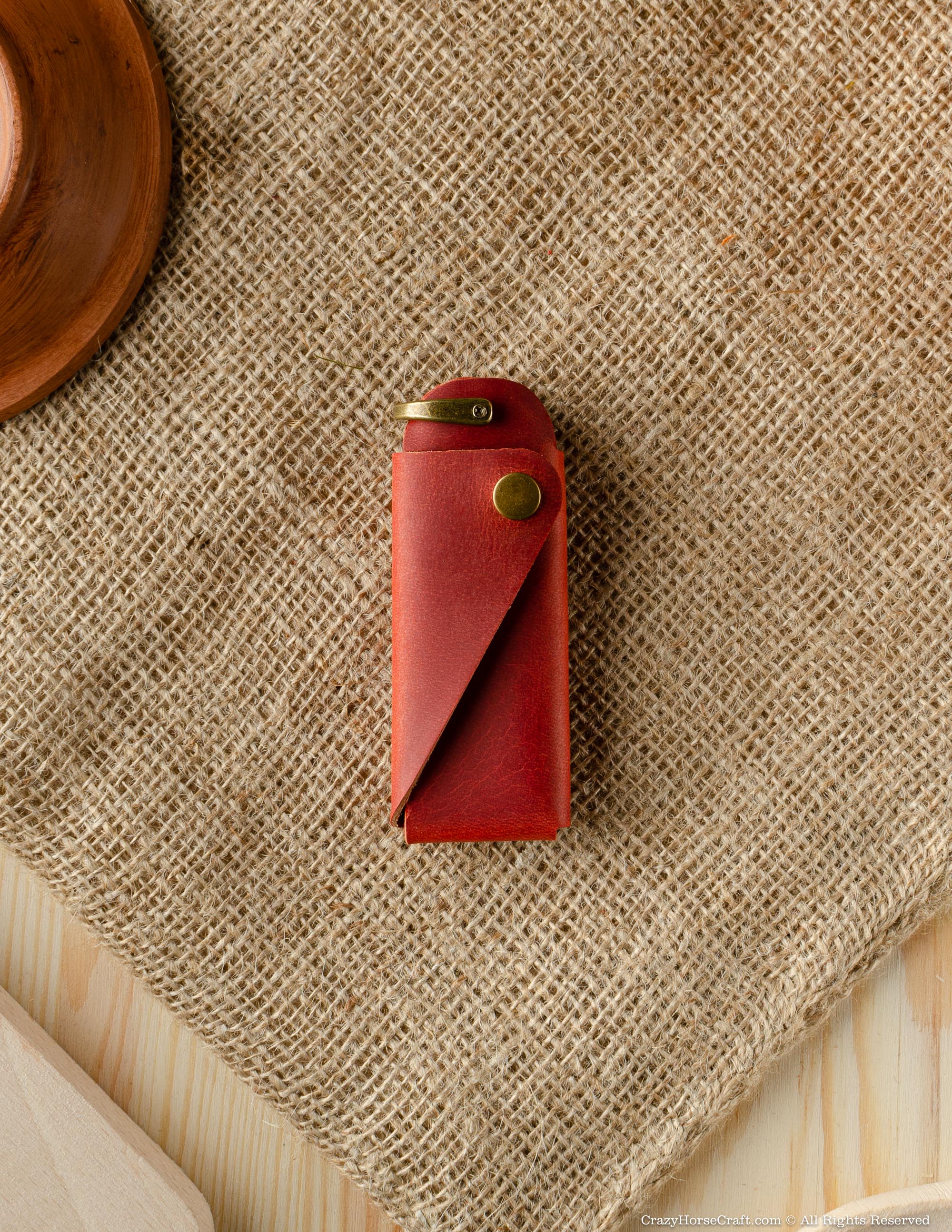 Crazy Horse Craft Minimalist Series portachiavi pelle Fragola Red