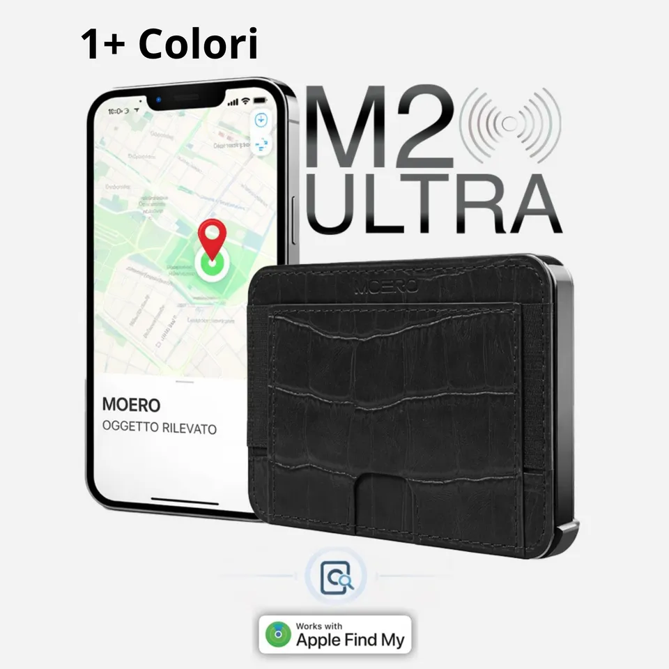Moero Linea M2 Ultra Cocco portafoglio MagSafe marrone Find My