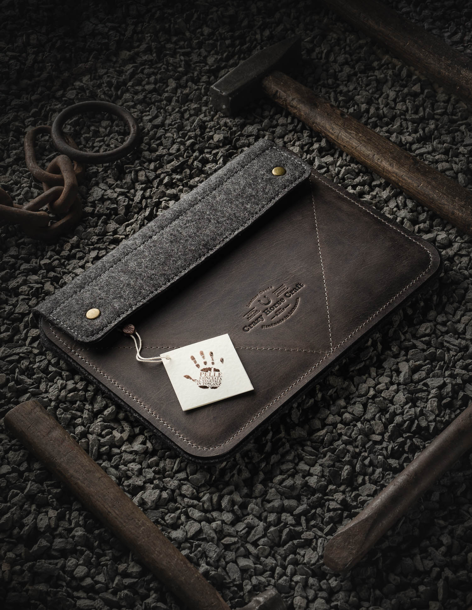 Crazy Horse Craft iPad and Kindle Cases custodia iPad Stone Grey in pelle