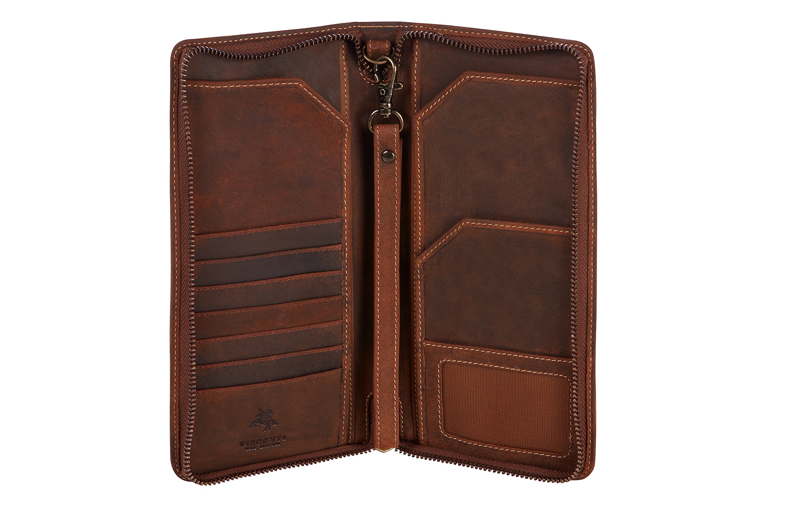 Visconti Toscana 1157 portafoglio da viaggio unisex in pelle Olio Tan