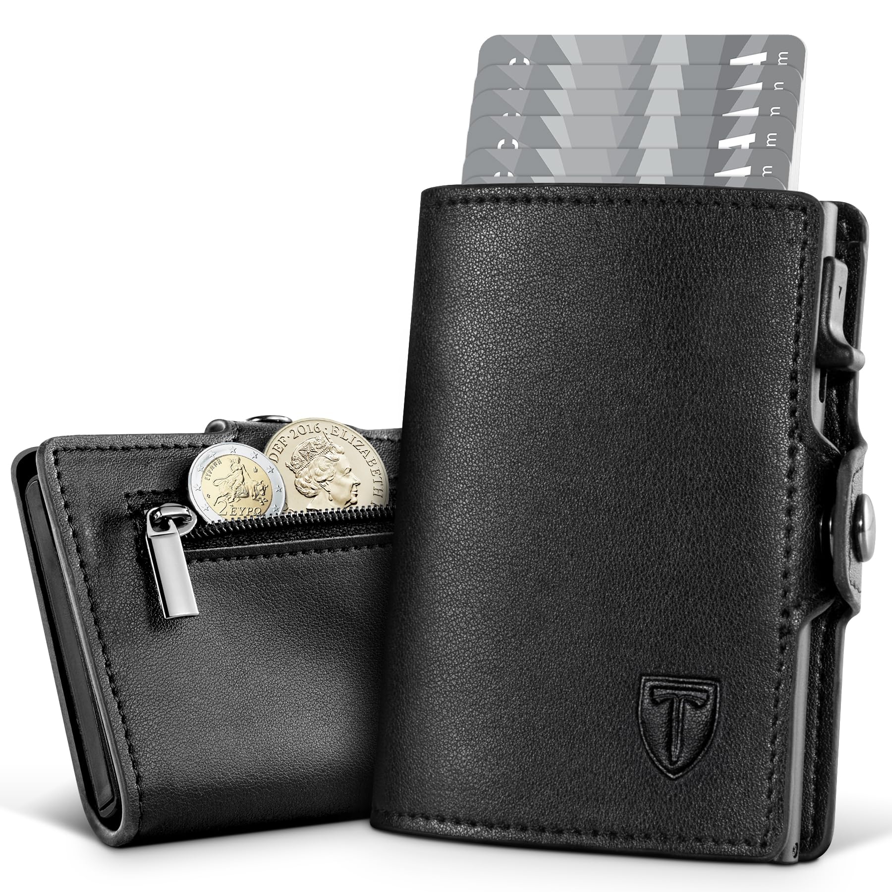 TENBST Card Holder portafoglio slim nero con protezione RFID