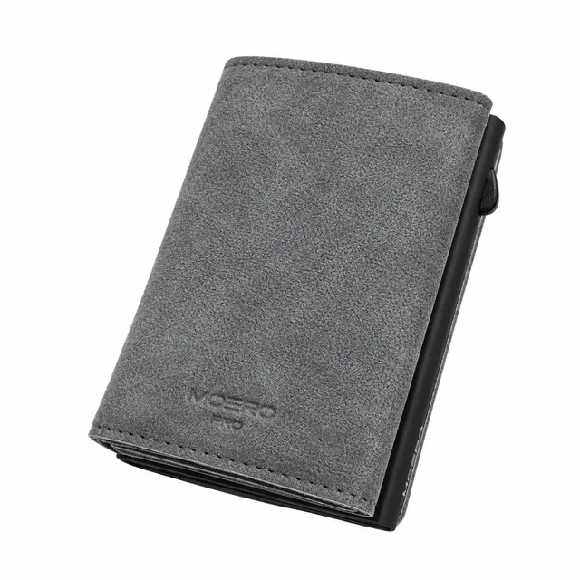 Moero Linea PRO PRO PLUS Zip SUPERIOR portafoglio Grey con portamonete RFID
