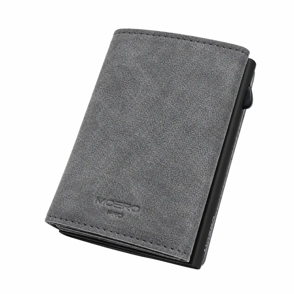 Moero Linea PRO PRO PLUS Zip SUPERIOR portafoglio Grey con portamonete RFID