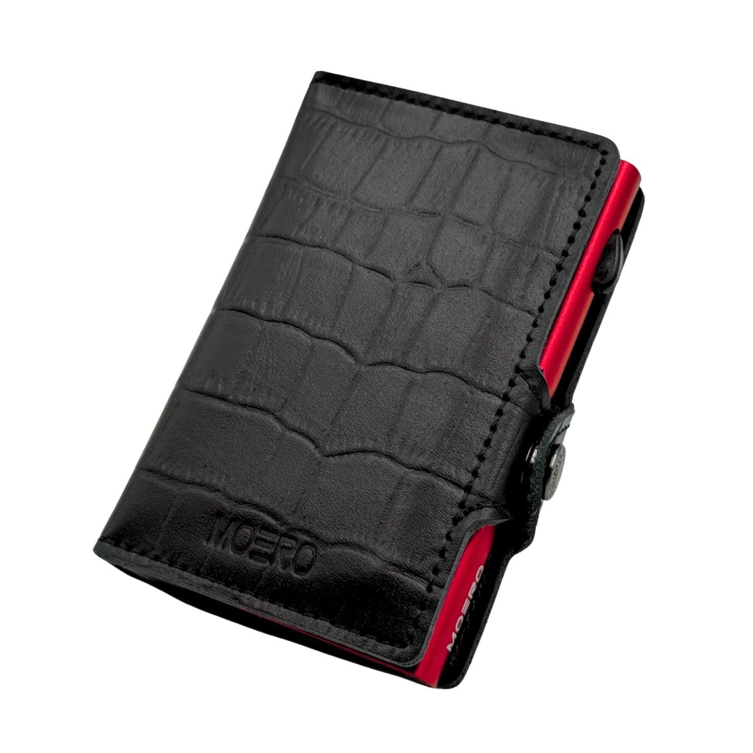 Moero Linea Classic Classic Croco portafoglio nero con stampa coccodrillo