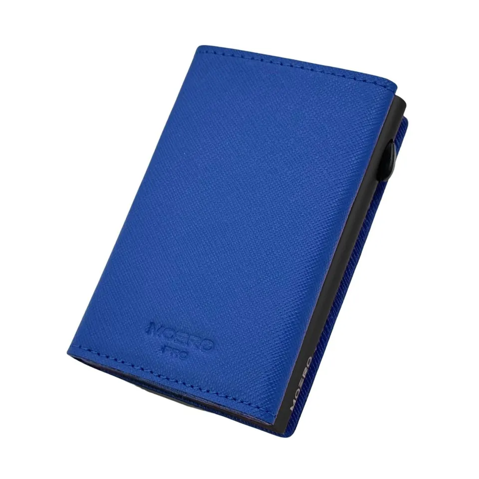 Moero Linea PRO PRO Saffiano portafoglio Blu Shock RFID antigraffio