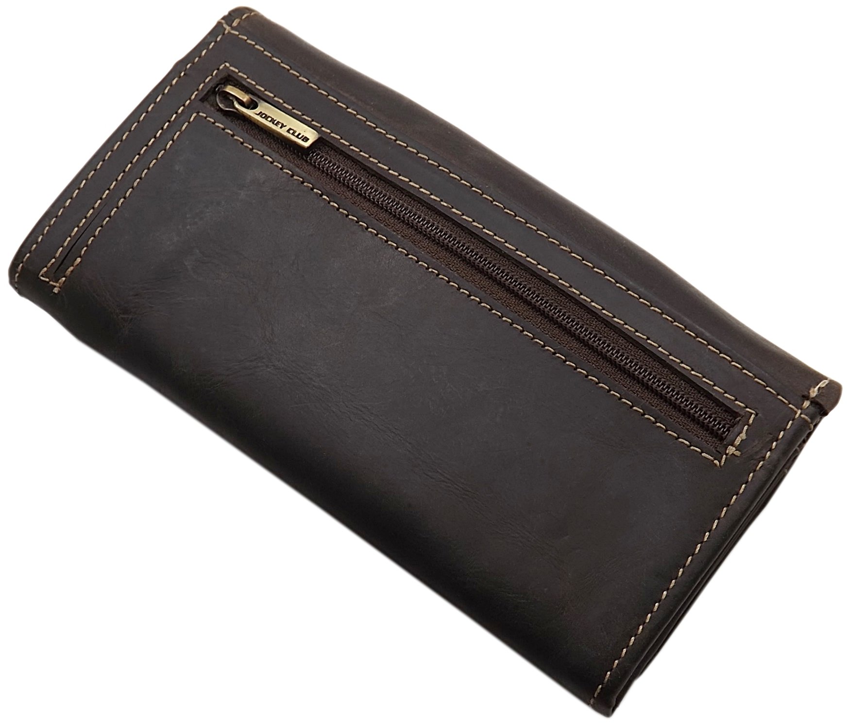 myledershop Damen Geldbörsen portafoglio grande marrone RFID