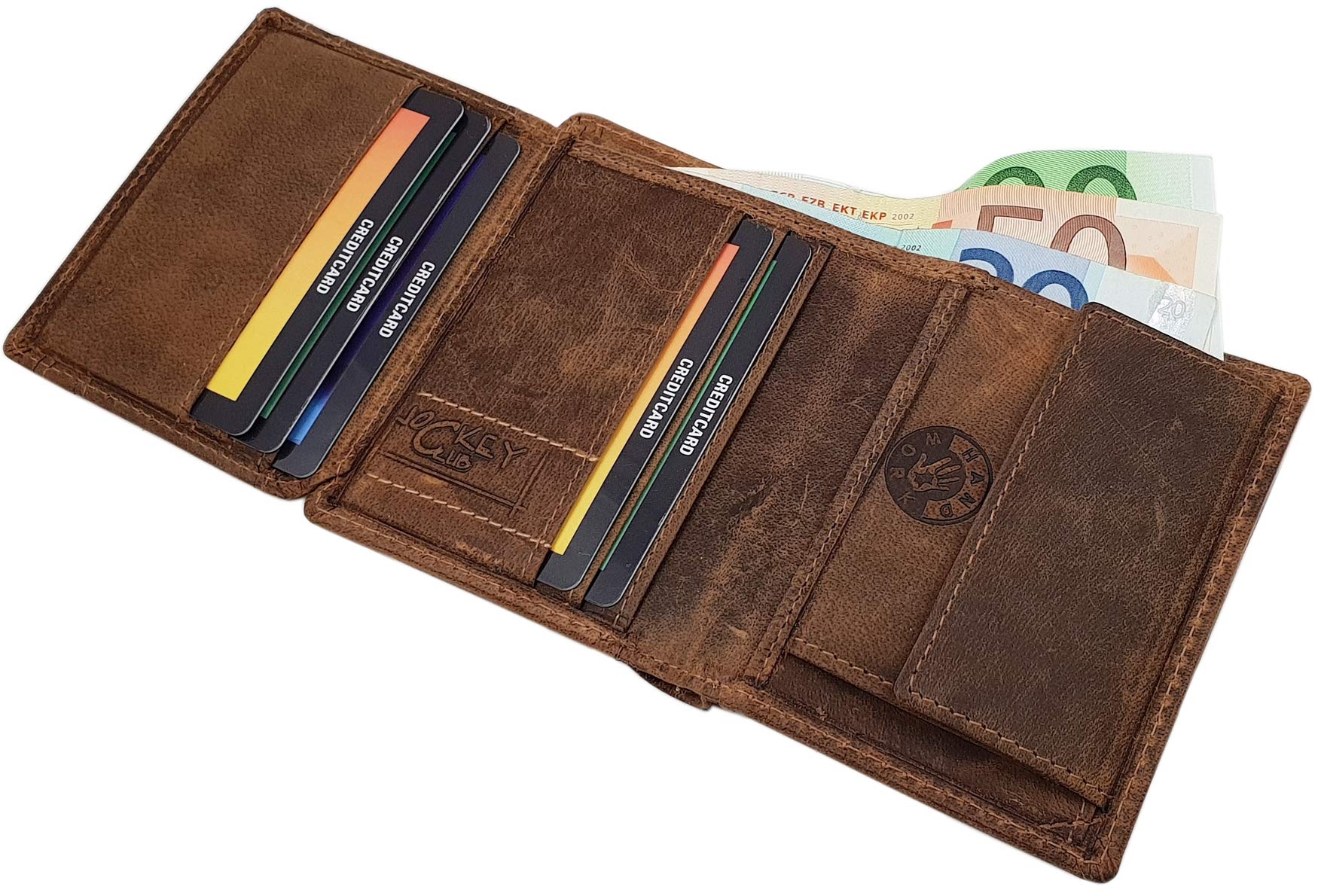myledershop Herren Geldbörsen piccolo portafoglio uomo marrone pelle bufalo RFID NFC