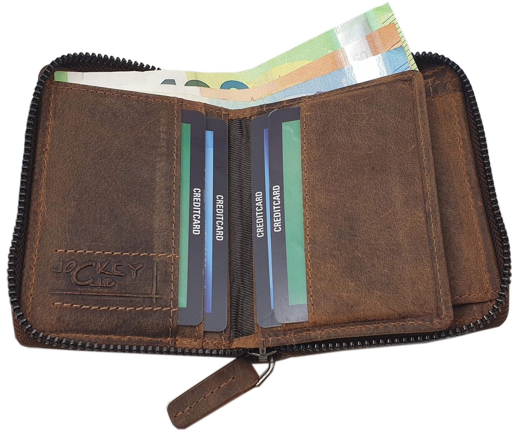 myledershop Herren Geldbörsen portafoglio in pelle di bufalo cognac RFID