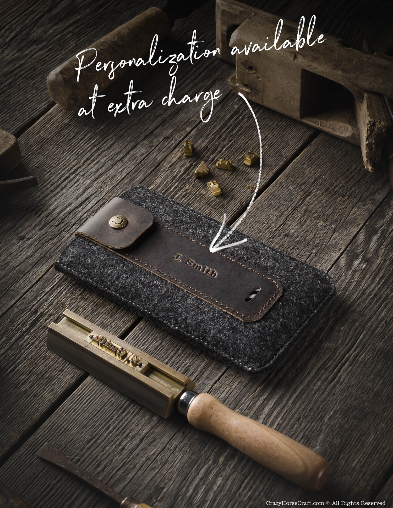Crazy Horse Craft Phone Cases custodia iPhone Wood Brown in feltro