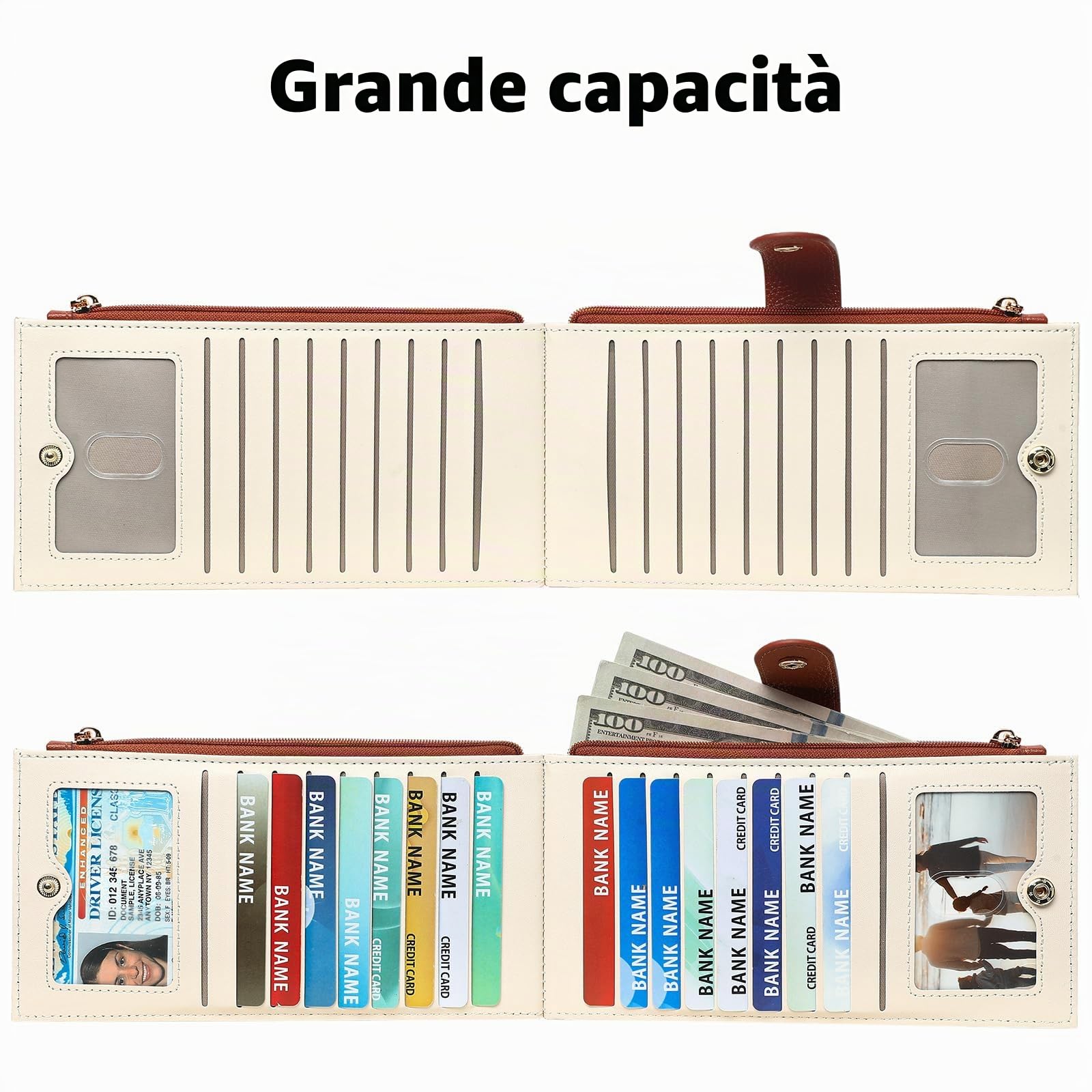 GOIACII WOMEN'S LARGE WALLET portafoglio donna beige RFID