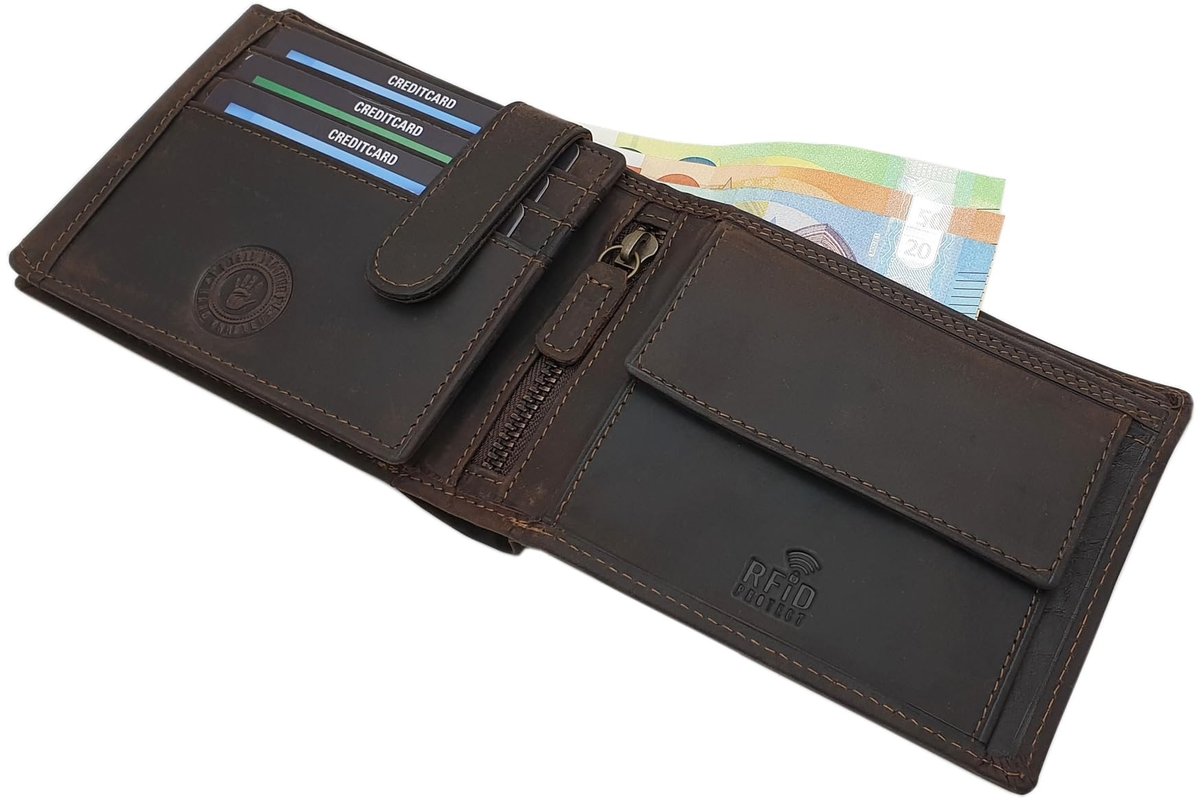 myledershop Herren Geldbörsen Modello 2 portafoglio orizzontale marrone RFID