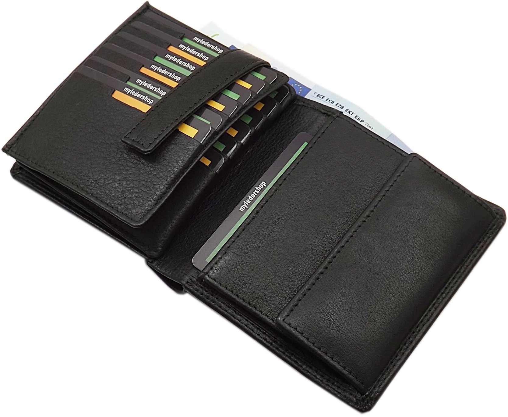 myledershop Herren Geldbörsen portafoglio verticale nero RFID