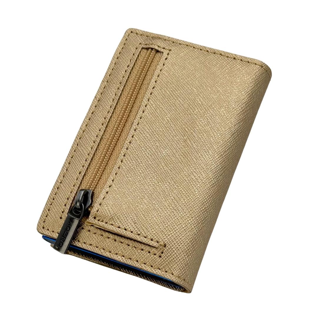Moero Linea PRO Zip Saffiano portafoglio oro RFID