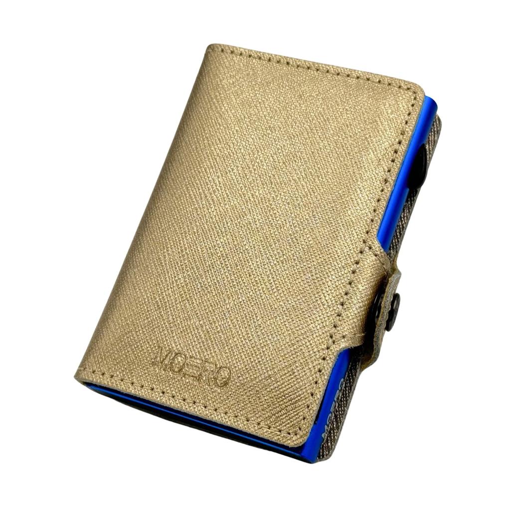Moero Linea Classic Classic Zip Saffiano portafoglio oro RFID