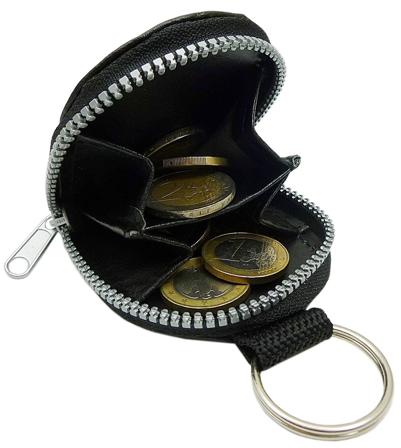 myledershop Schlüsseltaschen portachiavi nero con portamonete
