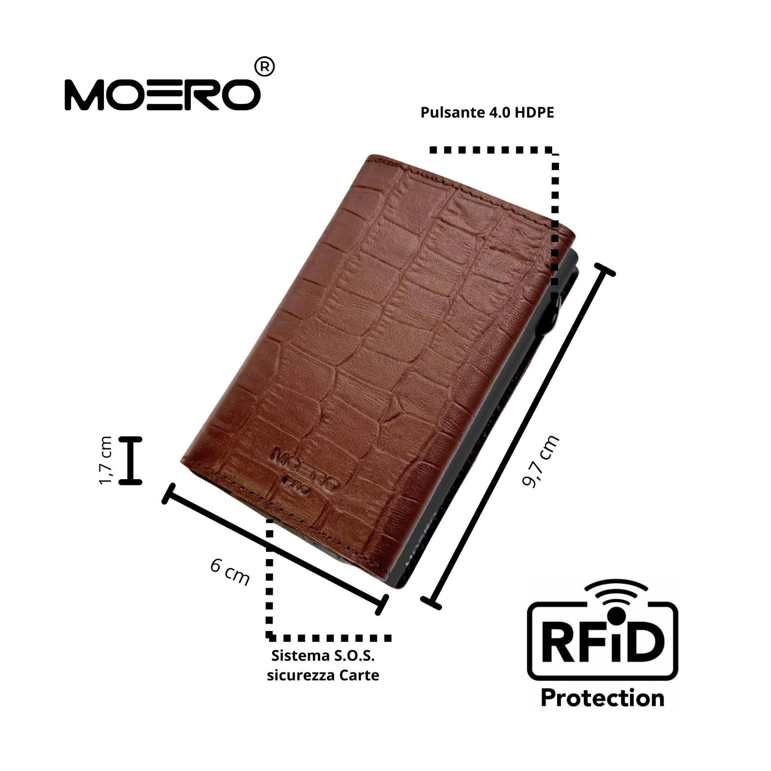 Moero Linea PRO Croco portafoglio marrone effetto coccodrillo RFID